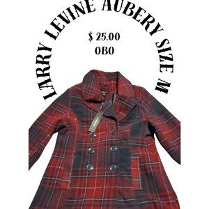 LARRY LEVINE PLAID DOUBLE BREASTED COAT SIZE M